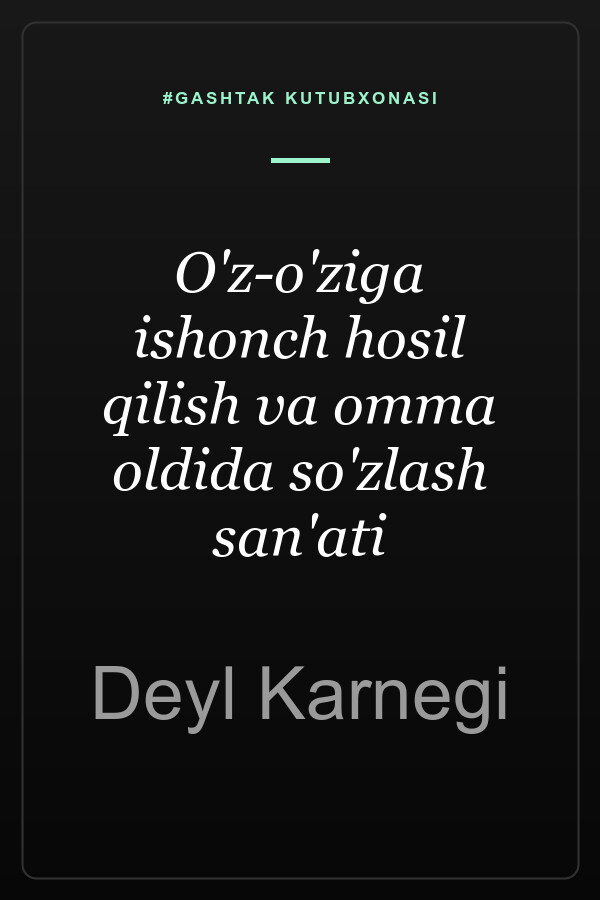O'z-o'ziga ishonch hosil qilish va omma oldida so'zlash san'ati — muqova