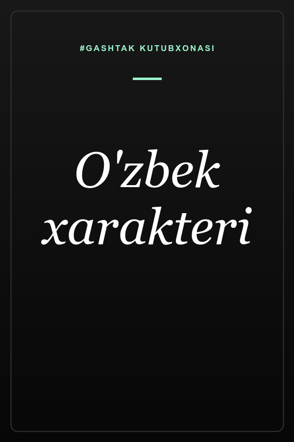 O'zbek xarakteri — muqova