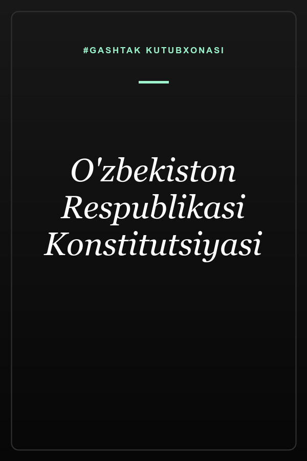 O'zbekiston Respublikasi Konstitutsiyasi — muqova